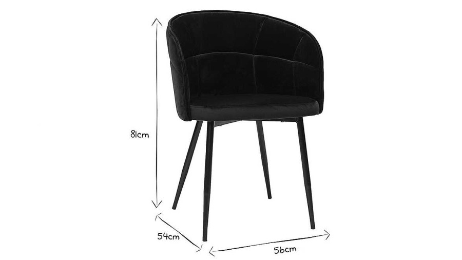 Chaise & Tabouret Miliboo Chaise Design | Chaise Design Noire En Tissu Velours Et M Tal Jolly