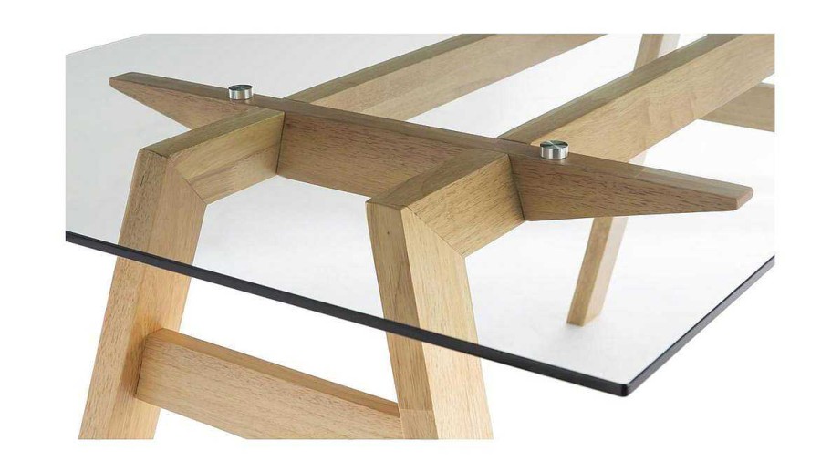 Table Miliboo Table Manger Fixe | Table Manger Design En Verre Transparent Et Bois Clair L160 Cm Bacco