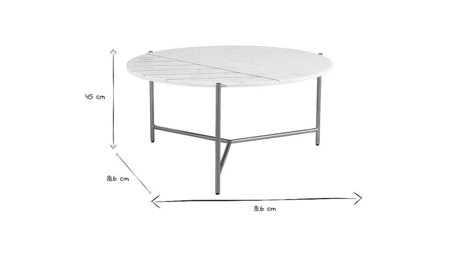 Table Miliboo | Table Basse Ronde Design En Marbre Blanc Et Laiton D90 Cm Sillon