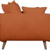 Canap & Fauteuil Miliboo Canap Design | Canap Scandinave 3 Places En Tissu Velours C Tel Terre Br L E Et Bois Clair Olympia