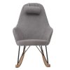 Canap & Fauteuil Miliboo Rocking Chair | Rocking Chair Scandinave En Tissu Effet Velours Gris, M Tal Noir Et Bois Clair Jhene