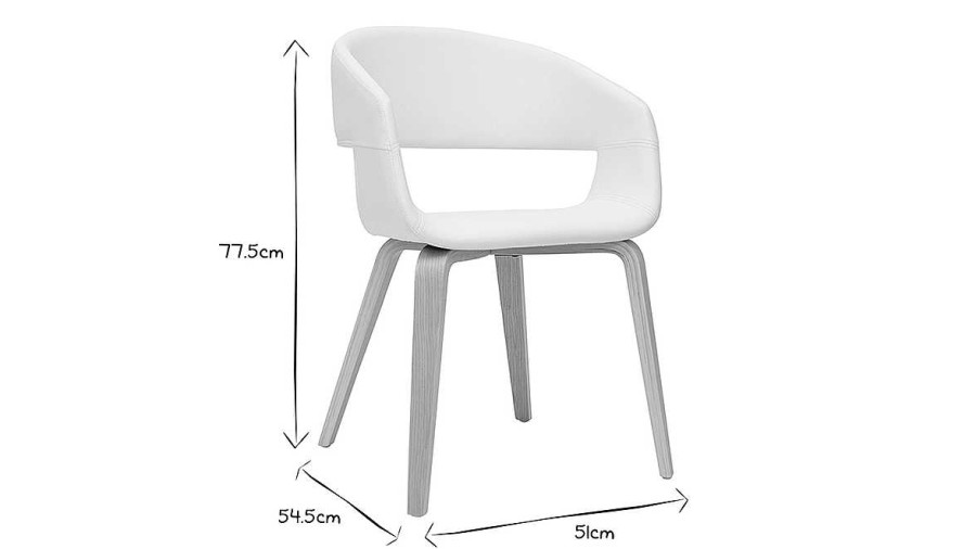 Chaise & Tabouret Miliboo Chaise Design | Chaises Design Blanc Et Bois Clair (Lot De 2) Slam