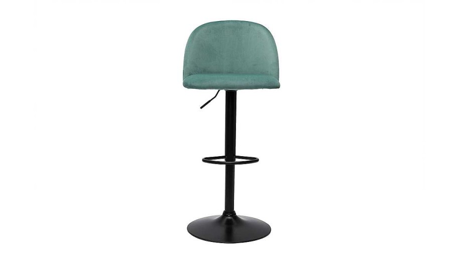 Chaise & Tabouret Miliboo Tabouret De Bar | Tabourets De Bar R Glables Velours Vert C Ladon Et M Tal Noir (Lot De 2) Celeste