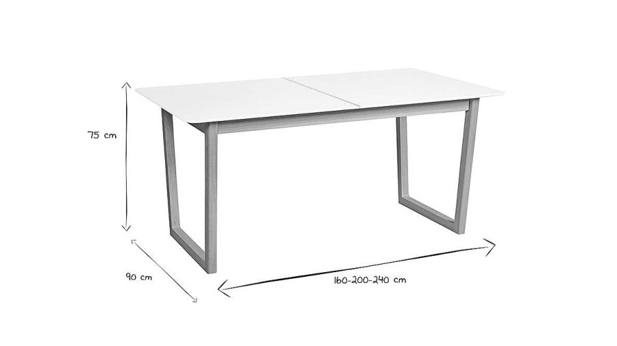 Table Miliboo Table Extensible | Table Manger Extensible Rallonges Int Gr Es En Bois Clair Et Blanc Rectangulaire L160-240 Cm Laho