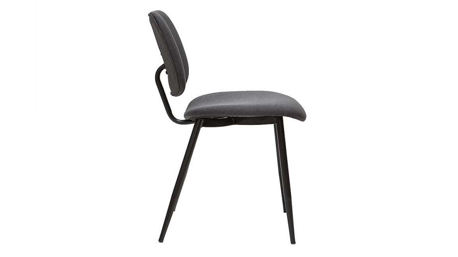 Chaise & Tabouret Miliboo Chaise Design | Chaises En Tissu Gris Fonc Et M Tal Noir (Lot De 2) Tobias