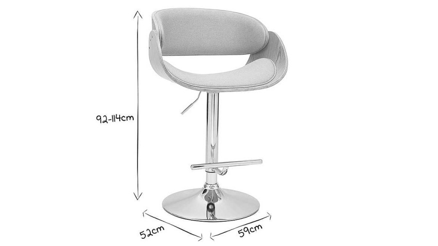 Chaise & Tabouret Miliboo Tabouret De Bar | Tabouret De Bar Design R Glable En Tissu Gris Clair Et Bois Clair Bent