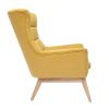 Canap & Fauteuil Miliboo Fauteuil Design | Fauteuil Scandinave En Tissu Effet Velours Textur Jaune Moutarde Et Bois Clair Brody