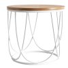 Table Miliboo | Table D'Appoint Ronde Bois Clair Ch Ne Et M Tal Blanc D32 Cm Lace