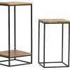 Table Miliboo | Sellettes Gigognes En Bois Manguier Massif Et M Tal Noir L34 Cm (Lot De 2) Iggy