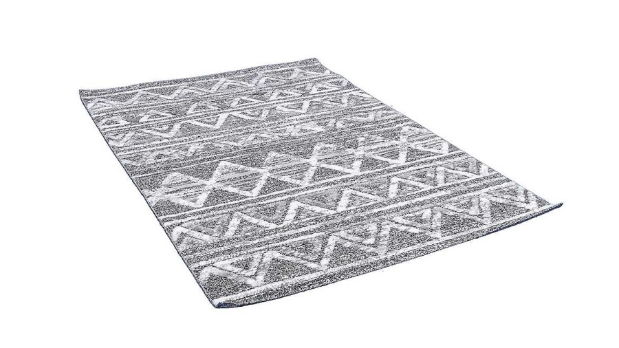 D Co Miliboo | Tapis Berbere Avec Motifs En Relief Blanc Et Gris 160 X 230 Cm Erga