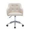 Chaise & Tabouret Miliboo | Chaise De Bureau Roulettes Capitonn E En Tissu Beige Et Acier Chrom Baltik