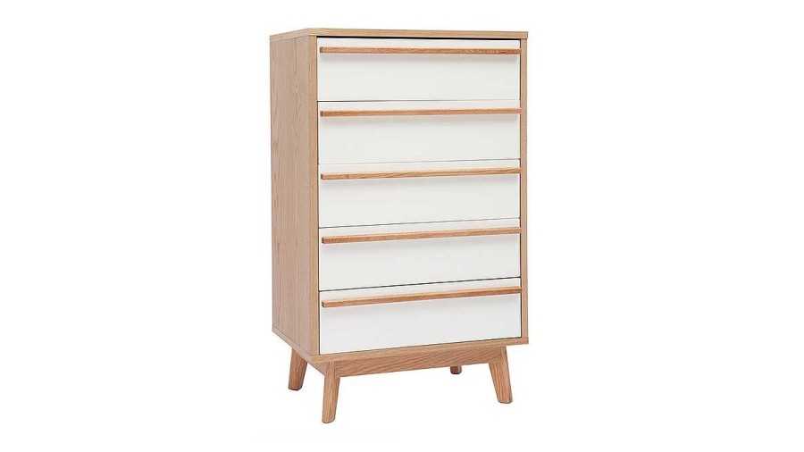 Rangement Miliboo | Commode Chiffonnier - Semainier Scandinave 5 Tiroirs L60 Cm Helia