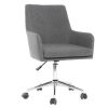 Chaise & Tabouret Miliboo | Chaise De Bureau Roulettes En Tissu Gris Anthracite Et Acier Chrom Shana