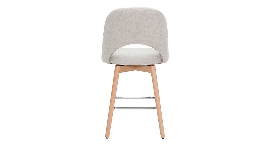 Chaise & Tabouret Miliboo Tabouret De Bar | Tabourets De Bar Scandinaves Tissu Effet Velours Textur Beige Et H V A Massif 65 Cm (Lot De 2) Cosette