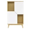 Rangement Miliboo | Buffet Haut Scandinave Bois Clair Et Blanc 2 Portes L70 Cm Talia