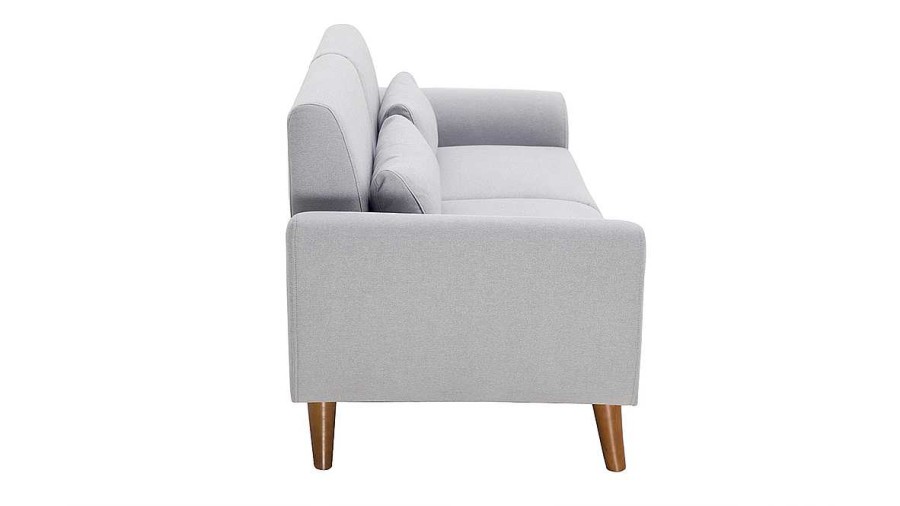 Canap & Fauteuil Miliboo Canap Design | Canap 2 Places En Tissu Gris Et Bois Fonc Ektor