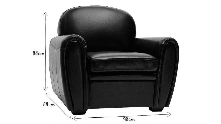 Canap & Fauteuil Miliboo Fauteuil Design | Fauteuil Vintage Cuir Marron Club