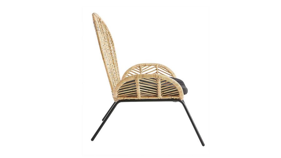 Canap & Fauteuil Miliboo Fauteuil Design | Fauteuil En Rotin, Tissu Et M Tal Noir Peacock