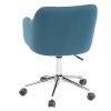 Chaise & Tabouret Miliboo | Chaise De Bureau Roulettes Capitonn E En Tissu Bleu Canard Et Acier Chrom Baltik