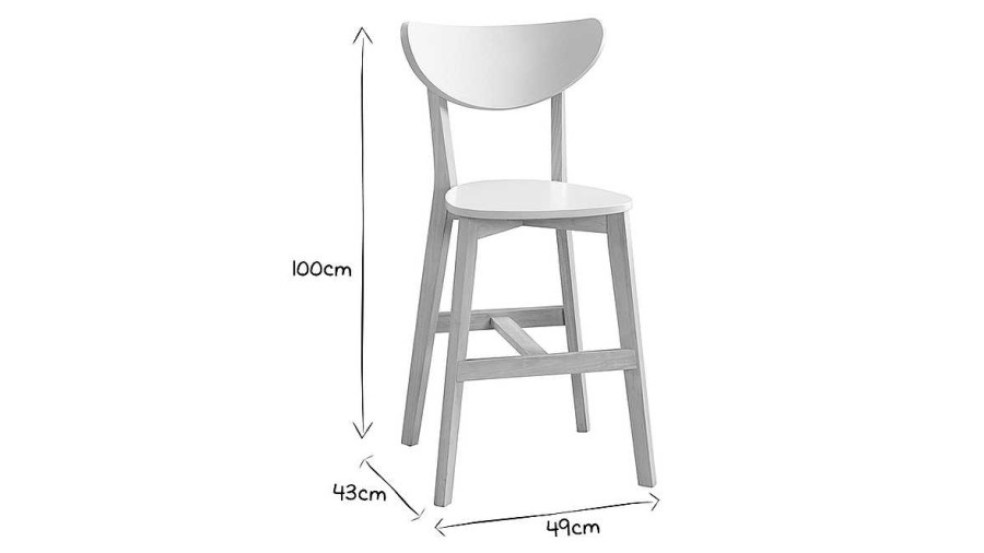 Chaise & Tabouret Miliboo Tabouret De Bar | Tabourets De Bar Scandinaves Blanc Et Bois H65 Cm (Lot De 2) Leena