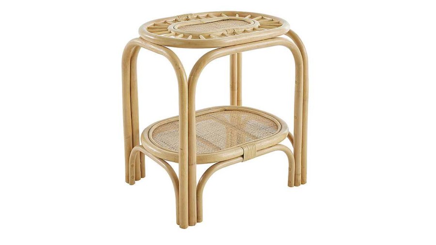 Table Miliboo | Table De Chevet En Rotin Naturel Et Cannage L45 Cm Bow