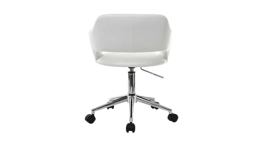 Chaise & Tabouret Miliboo | Chaise De Bureau Roulettes Design Blanc Et Acier Chrom Jessy