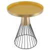 Table Miliboo | Table D'Appoint Ronde En Acier Laqu Moutarde Et Dor D41 Cm Spleen