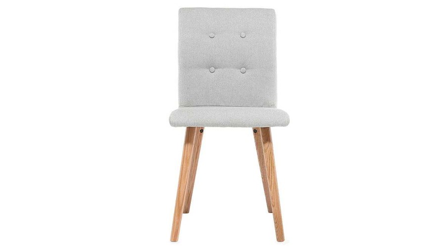 Chaise & Tabouret Miliboo Chaise Design | Chaise Design En Tissu Gris Clair Et Bois Clair Massif (Lot De 2) Horta