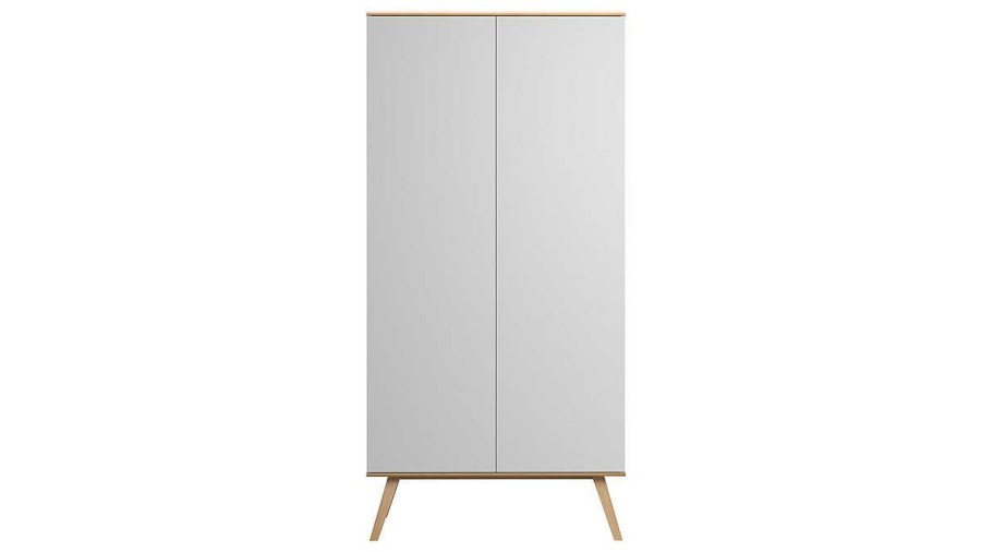 Chambre Miliboo | Armoire Scandinave Finition Blanc Mat Et Bois Clair L100 Cm Mahe