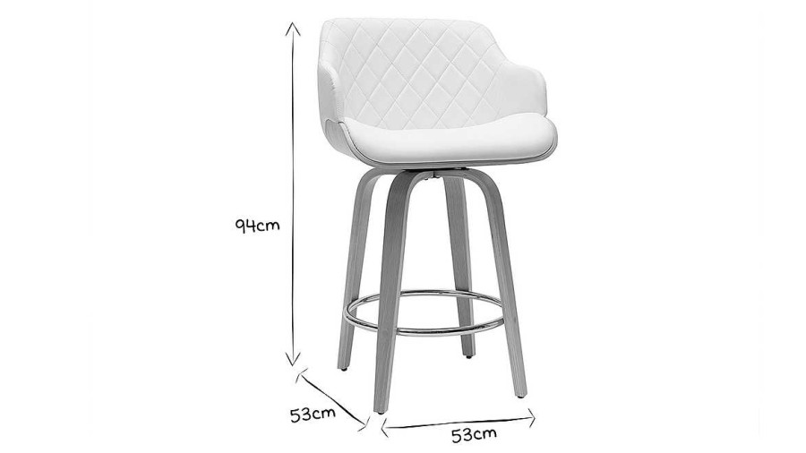 Chaise & Tabouret Miliboo Tabouret De Bar | Tabouret De Bar Design Blanc Et Bois Clair H65 Cm Lucien