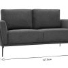 Canap & Fauteuil Miliboo Canap Design | Canap Design 2 Places En Tissu Effet Velours Textur Gris Fonc Et M Tal Noir Mosco