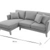 Canap & Fauteuil Miliboo Canap D'Angle | Canap D'Angle Gauche Scandinave En Tissu Gris Clair D Houssable Et Bois Clair 3-4 Places Oslo