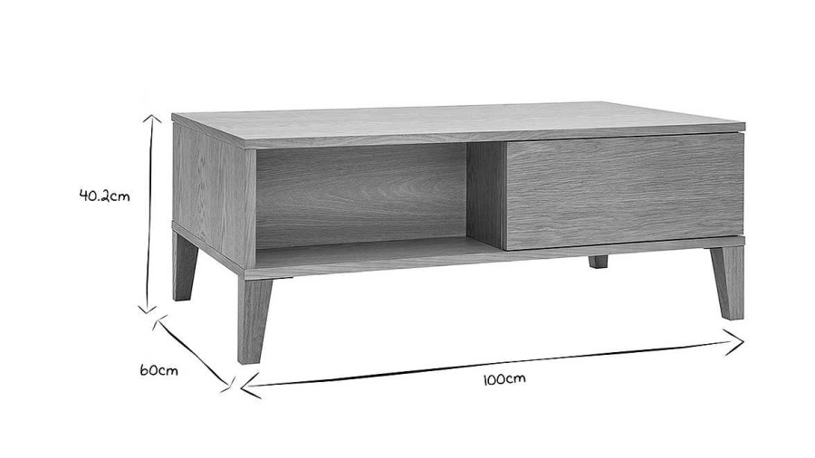 Table Miliboo | Table Basse Rectangulaire Avec Rangements Bois Clair Ch Ne L100 Cm Freddy