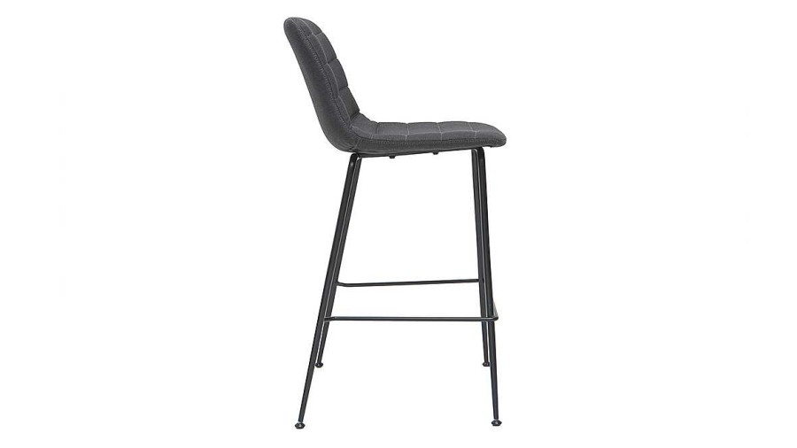 Chaise & Tabouret Miliboo Tabouret De Bar | Tabourets De Bar Tissu Et M Tal Gris Fonc 65 Cm (Lot De 2) Saury