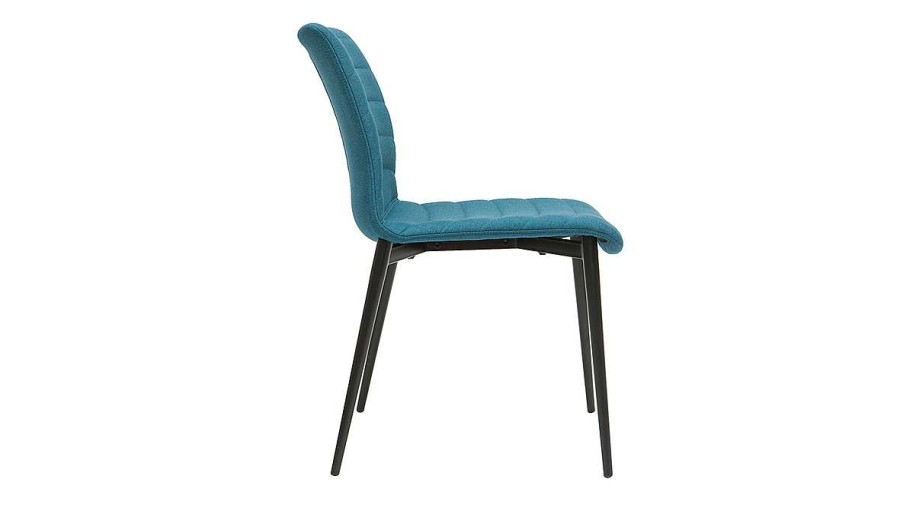 Chaise & Tabouret Miliboo Chaise Design | Chaises Design En Tissu Bleu Canard Et M Tal Noir (Lot De 2) Zadig