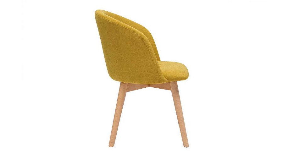 Chaise & Tabouret Miliboo Chaise Design | Chaises Scandinaves En Tissu Effet Velours Jaune Moutarde Et Bois Clair Massif (Lot De 2) Vanity