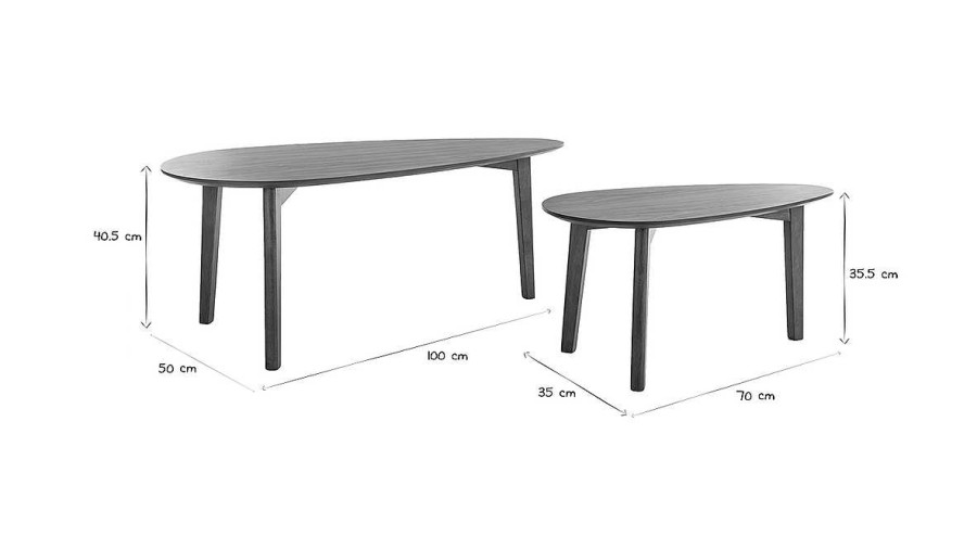 Table Miliboo | Tables Basses Gigognes Scandinaves Bois Fonc Noyer (Lot De 2) Artik