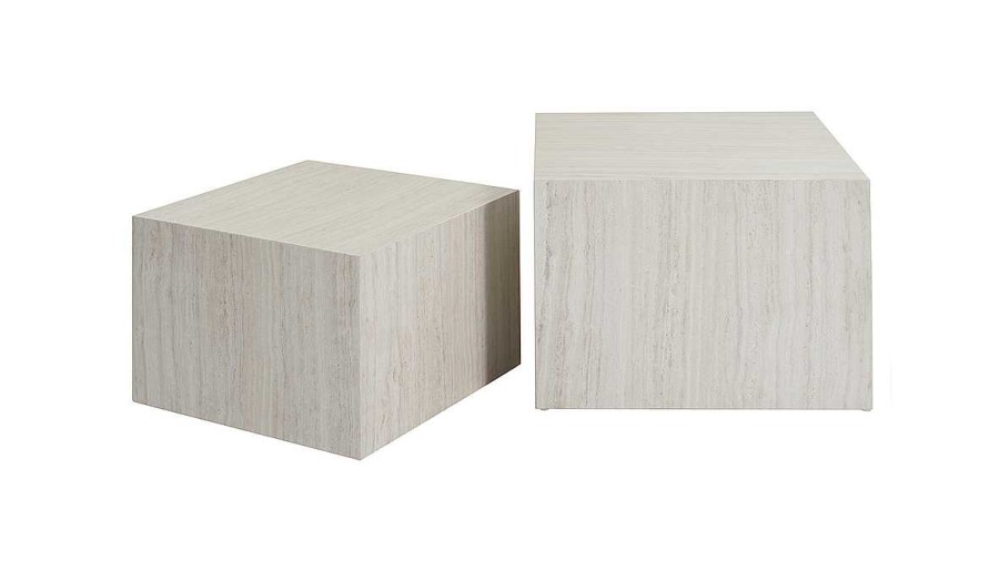 Table Miliboo | Tables Basses Gigognes Design Effet Travertin (Lot De 2) Calla