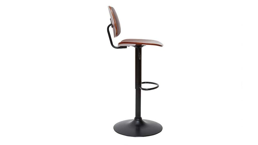 Chaise & Tabouret Miliboo Tabouret De Bar | Tabouret De Bar Relevable Noyer Et M Tal Noir Tobias