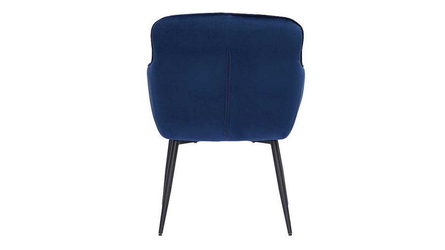 Chaise & Tabouret Miliboo Chaise Design | Chaise Design En Tissu Velours Bleu Fonc Et M Tal Noir Frida