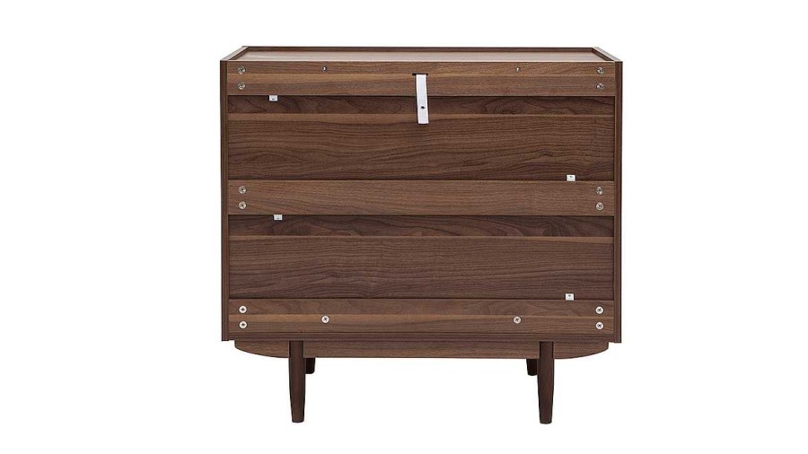 Rangement Miliboo | Commode Finition Bois Fonc Noyer 3 Tiroirs L80 Cm Sanaa