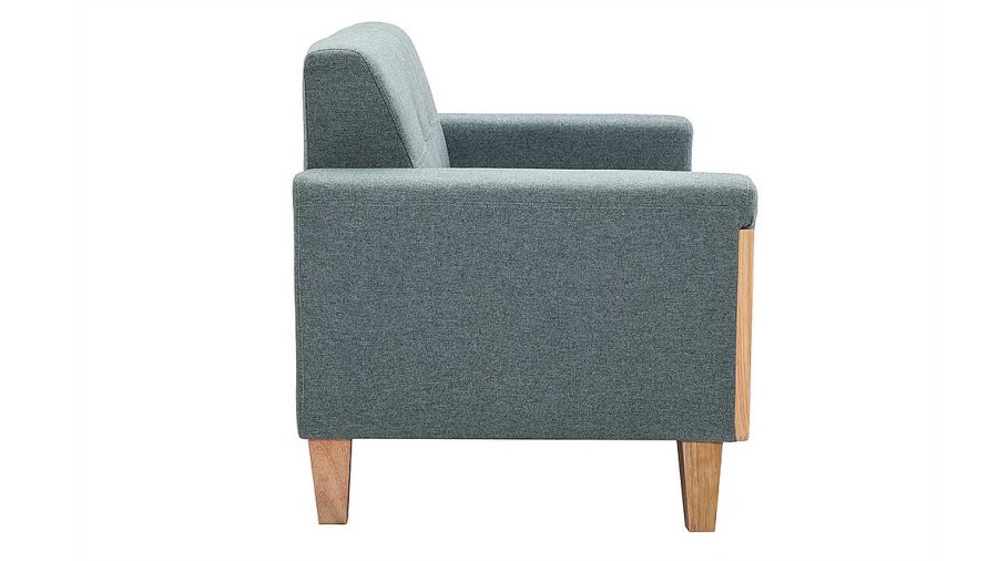 Canap & Fauteuil Miliboo Canap Design | Canap Scandinave 2 Places En Tissu Vert De Gris Et Bois Clair Fjord