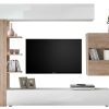 Rangement Miliboo Meuble Tv Design | Composition Tv Murale Bois Clair Et Blanc L184 Cm Eternel