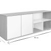 Bureau Miliboo | Buffet Bas Scandinave Blanc Et Bois Clair Ch Ne Massif L190 Cm Ezia