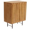 Rangement Miliboo | Buffet En Bois Manguier Massif Grav Et M Tal Noir 2 Portes L70 Cm Agra