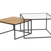 Table Miliboo | Tables Basses Gigognes Carr Es Verre Tremp , Bois Manguier Massif Et M Tal Noir (Lot De 2) Tahl