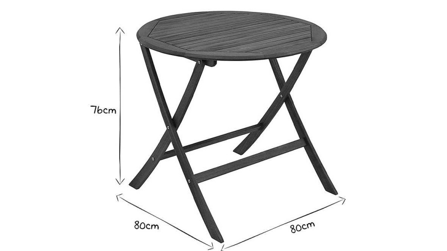 Jardin Miliboo | Table De Jardin Ronde Bois Massif D80 Cm Canopee