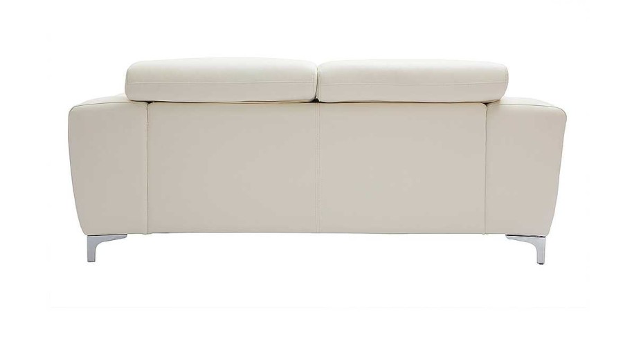 Canap & Fauteuil Miliboo Canap Cuir | Canap Design Avec T Ti Res Ajustables 2 Places Cuir Blanc Cass Et Acier Chrom Nevada