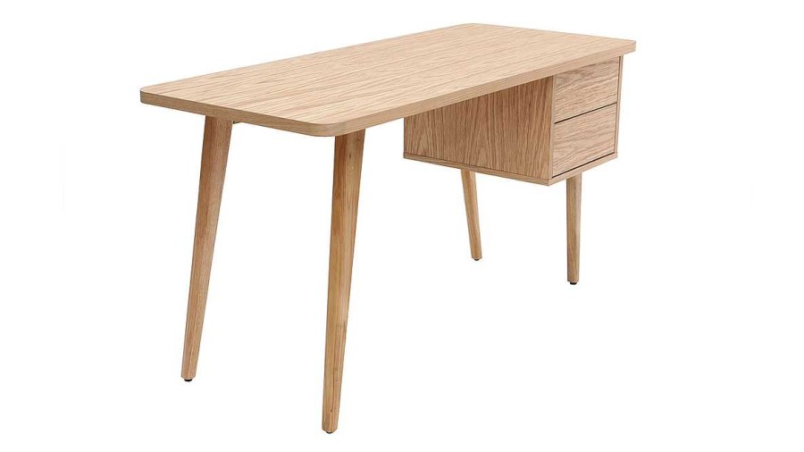 Bureau Miliboo Bureau Design | Bureau Avec Rangements 2 Tiroirs Scandinave Bois Clair Ch Ne L140 Cm Fifties