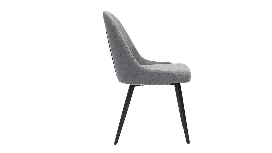 Chaise & Tabouret Miliboo Chaise Design | Chaises Design En Tissu Effet Velours Gris Et M Tal Noir (Lot De 2) Reez